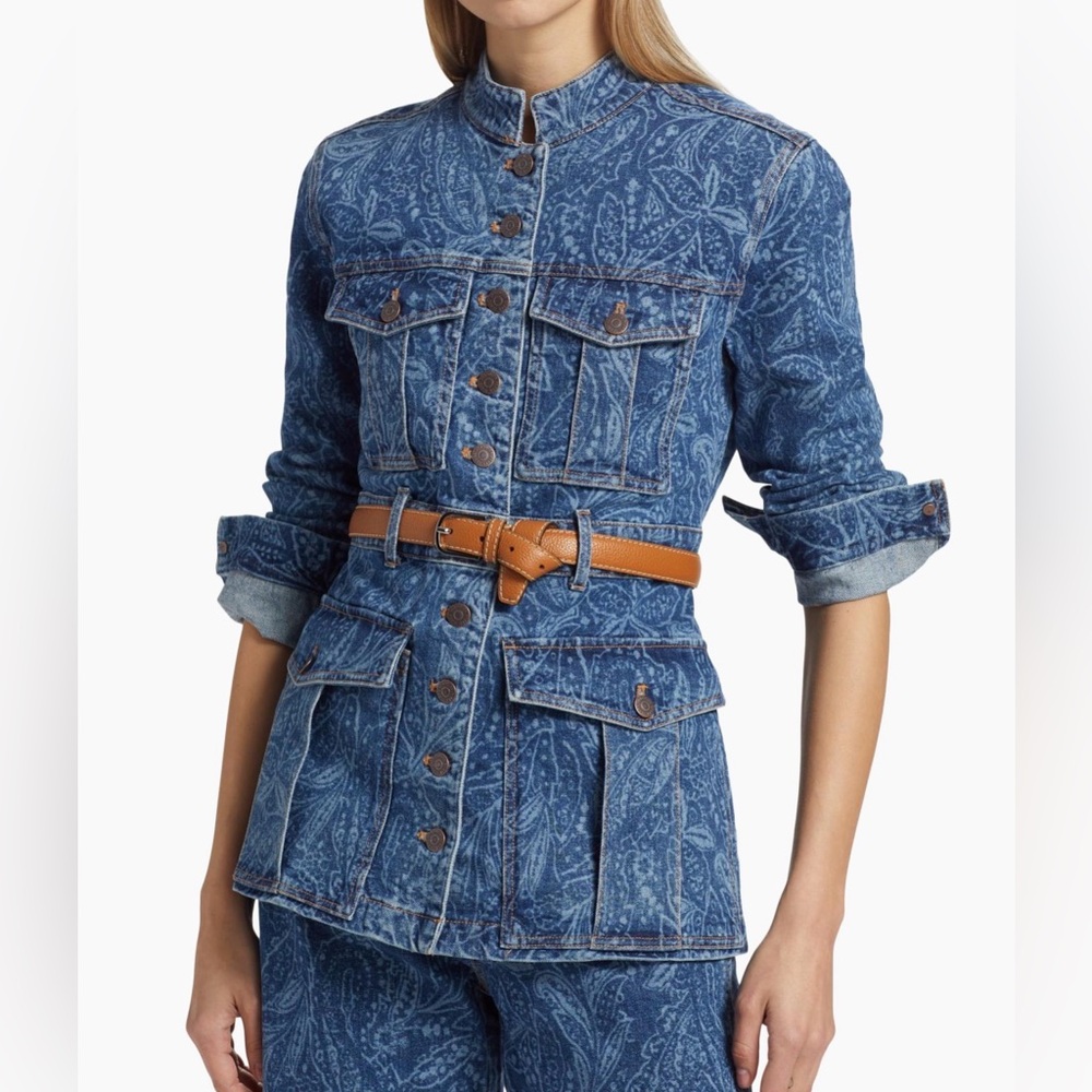 Veronica Beard Blue Paisley Denim Jacket